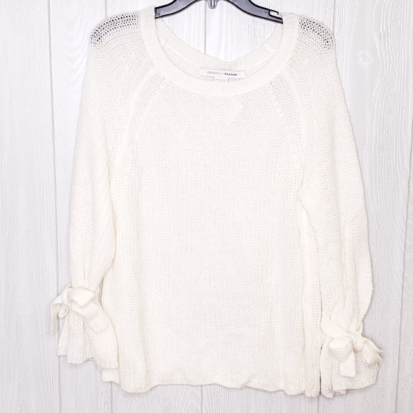 Project Naadam Bell Sleeve Off White Knit Sweater - Picture 2 of 7